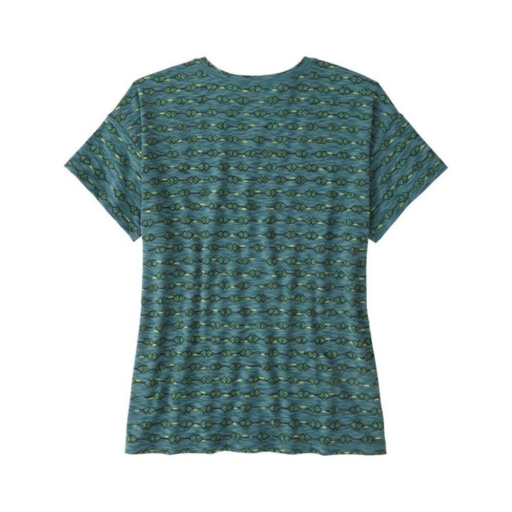 Title Nine Women's Ravine T-Shirt Teal Green Diamond Print Short Sleeve-‎ Size S